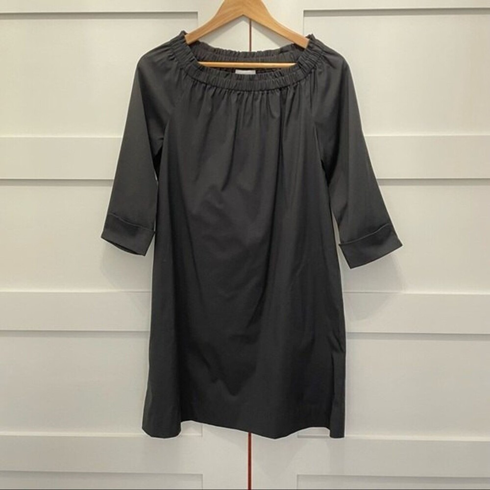 J. Jill black smocked neck shift dress size small